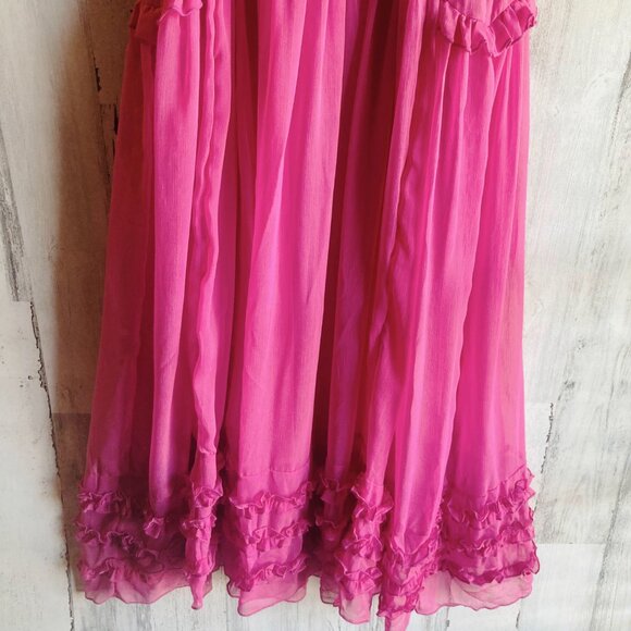 NWT Free People Intimately Moon Phase Midi Dress Nightgown S Sheer Pink Ruffled - Picture 10 of 12